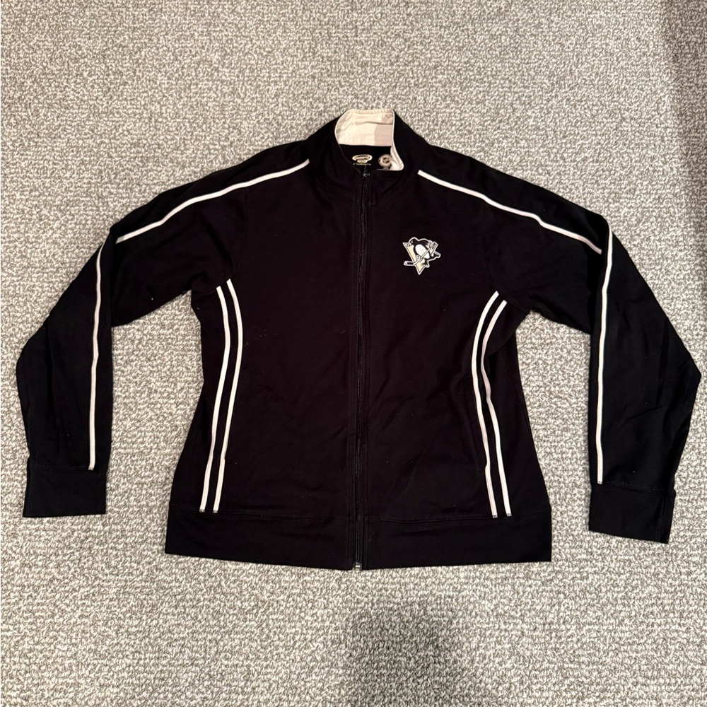 Women's Black Pittsburgh Penguins Jacket with White Accents